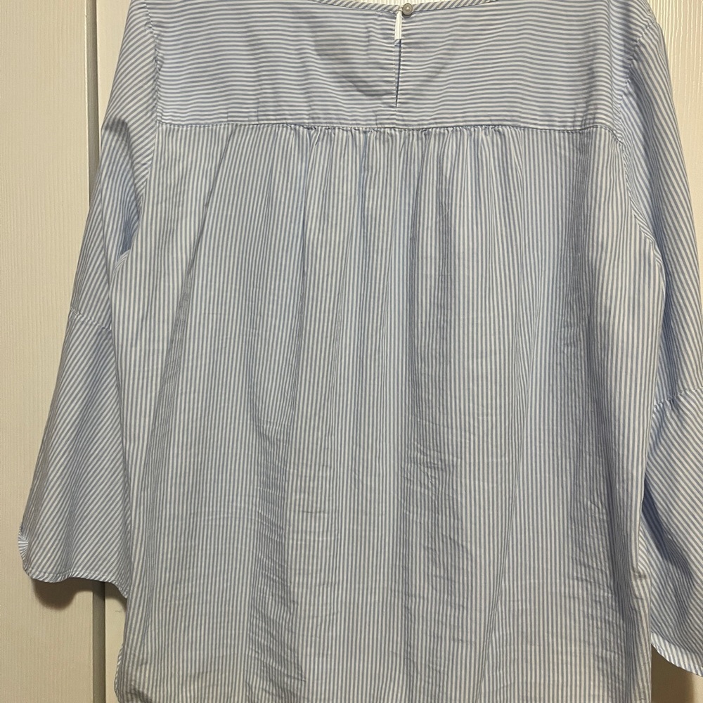 LOFT Light Blue and White Striped Shirt